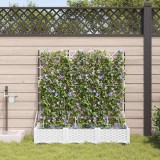 Cumpara ieftin Ghivece de Grădină 1 buc Zăbrele Alb 120 x 40 x 126 cm Plastic