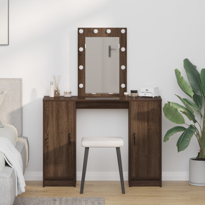 vidaXL Masă de Machiaj cu ușă Maro 102 x 33 x 135 cm Lemn compozit 865187