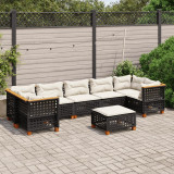 Set mobilier de gradina cu perne, 8 piese, negru, poliratan GartenMobel Dekor, vidaXL