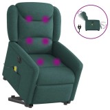 Cumpara ieftin Fotoliu electric masaj rabatabil / ridicare verde inchis textil