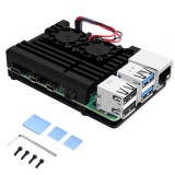 Carcasa de aluminiu cu ventilator dublu pentru Raspberry Pi 4B/3B+/3B, ZP-0077