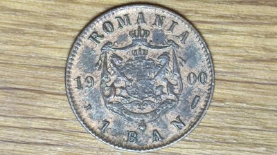 Romania - moneda de colectie istorica - 1 ban 1900 bronz - Regele Carol I - impecabila ! foto