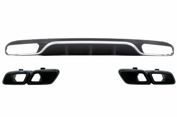 Difuzor Bara Spate cu Ornamente Tobe Mercedes E-Class W213 S213 Standard (2016-2019) E63 Design Negru Performance AutoTuning