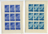 Romania 1948 Frăţia de arme Aviatie Militara,2X Coala mica de 9 timbre MNH OG, Nestampilat