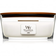 Woodwick Linen lumânare parfumată cu fitil din lemn (hearthwick) 453.6 g