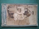 Fotografie Visit Portrait, ,,AMINTIRE DIN ANUL 1912 ,DELA MOSI,, ,dimensiuni 11cm x 6 cm .