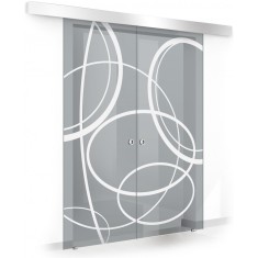 Usa culisanta Boss &reg; Duo model Cloud alb, 80+80x215 cm, sticla gri securizata, glisanta in ambele directii