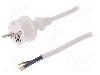 Cablu alimentare AC, 1.5m, 3 fire, culoare alb, cabluri, CEE 7/7 (E/F) mufa, SCHUKO mufa, PLASTROL - W-98379