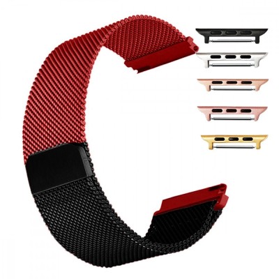 Curea otel, Milanese Loop, compatibila Apple Watch 10, 42mm, telescoape QR, Black Wine foto