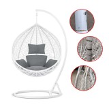 Cumpara ieftin Fotoliu suspendat tip cuib, structura otel, perne incluse, alb/gri, 103x107x195 cm, RESIGILAT