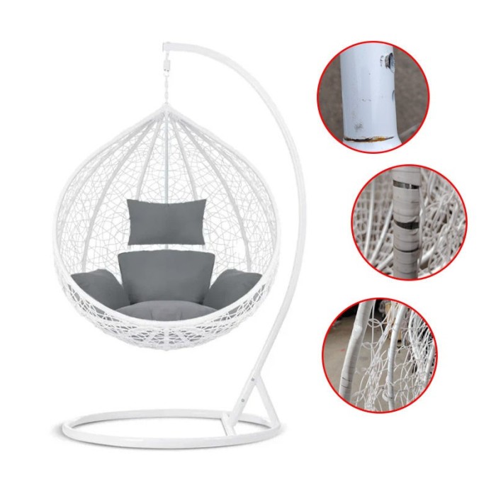 Fotoliu suspendat tip cuib, structura otel, perne incluse, alb/gri, 103x107x195 cm, RESIGILAT