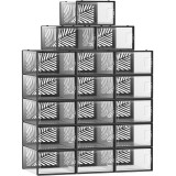 SONGMICS Cutii de pantofi, set 18 organizatoare stivuibile, structura rezistenta ABS, 34x23x14 cm, transparent si negru Household NewTrend