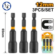 Cheie magnetica impact 1/4 12 mm set 3 bucati (nou) - Ingco AMN1231