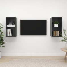 vidaXL Dulapuri TV suspendate, 2 buc., gri lucios, lemn prelucrat 3079852