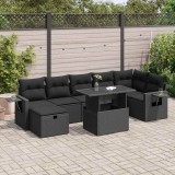 vidaXL Set mobilier de grădină cu perne, 8 piese, negru, poliratan 3327865