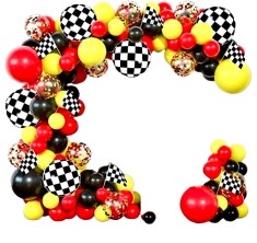 Set arcada baloane decorative Mickey Mouse din 224 piese, aranjament pentru petrecere, latex calitate Extra, Rosu si Negru