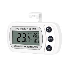 Termometru pentru frigider Edman, LCD, cu carlig, inregistrari de temperatura minima si maxima, rezistent la apa, Alb