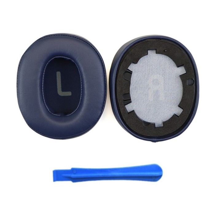 Set 2 bureti TXE pentru casti JBL Tune 710BT, 700BT, 750BTNC, 760NC, Over-Ear, Albastru, Spuma cu memorie, Piele ecologica