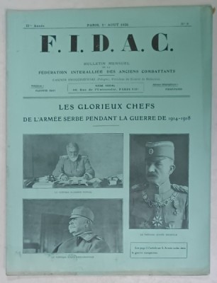 FIDAC , BULLETIN MENSUEL DE FEDERATION INTERALIEE DES ANCIENS COMBATTANTS , NO. 8 , 1926 foto