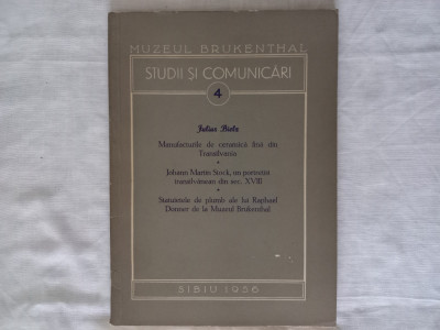 MUZEUL BRUKENTAL- STUDII SI COMUNICARI, NR.4- JULIUS BIELZ, SIBIU, 1956 foto