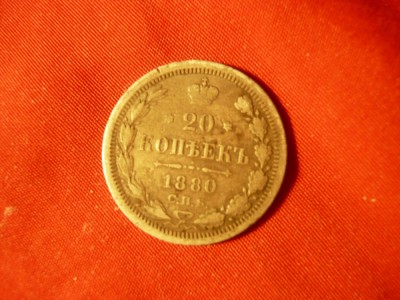 Moneda 20 kop. 1880 Rusia ,argint ,cal. buna foto