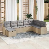 vidaXL Set de canapele pentru grădină cu pernă 8 pcs Bej Rattan poli