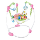 Saritor pentru fetite cu panou interactiv Bebeking Forest Fun, 6-12 luni, Roz, Textil, Oem