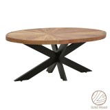 Cumpara ieftin Masa ovala Fardy lemn masiv de acacia, culoarea nuc - negru 120x60x45cm
