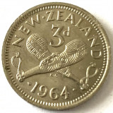 NOUA ZEELANDA 3 PENCE 1964,Elizabeth II.KM#25.2, Australia si Oceania, Cupru-Nichel