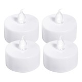 Cumpara ieftin Set 4 lumanari decorative LED albe 3.7 x 3.8 cm, lumina galbena, flacara din plastic transparent, baterii AG4 incluse, pentru petreceri si decor inter