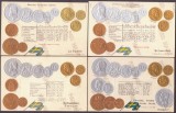 4285 - SUEDIA, Carti Postale EMBOSATE, cu monede - 8 buc. diferite
