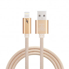 Cablu pentru iPhone cu USB Lightning si invelis textil- 1m foto