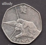 Anglia, Marea Britanie, 2011 50 Pence, Comemorativa, J.O. Londra, Tir cu arcul
