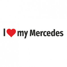 Set doua stickere auto, &amp;quot;I love my Mercedes&amp;quot; , negru-rosu, 15 cm foto