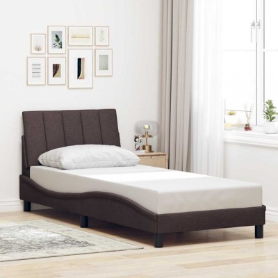vidaXL Cadru de pat fără saltea, maro &amp;icirc;nchis, 90x190 cm, textil 3310359 foto