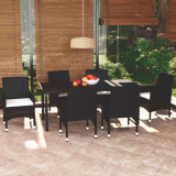 VidaXL Set mobilier de grădină cu perne, 7 piese, negru, poliratan 3094977