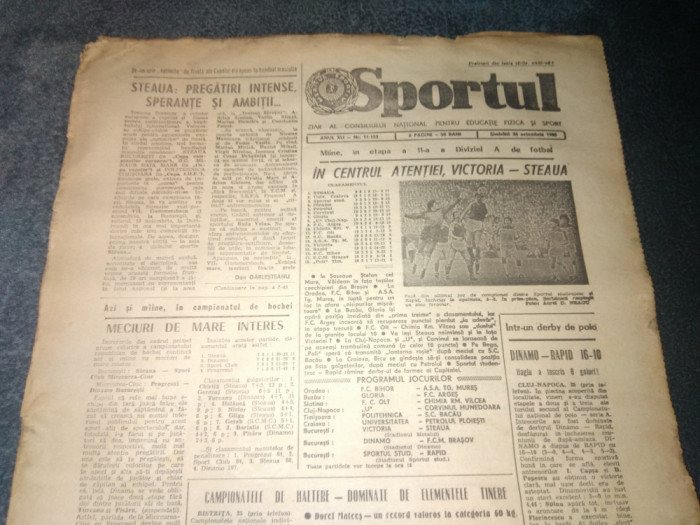 ZIARUL SPORTUL 26 OCTOMBRIE 1985