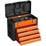 HOMCOM Cutie de scule goală, 49,7 x 25,3 x 40,7 cm Cutie de scule cu 4 sertare, Mini cutie Oțel Portocaliu | Aosom Romania