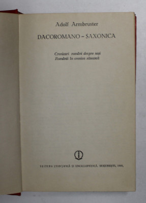 DACOROMANO - SAXONICA de ADOLF ARMBRUSTER , 1980 foto