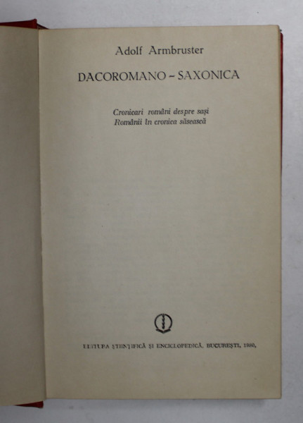 DACOROMANO - SAXONICA de ADOLF ARMBRUSTER , 1980
