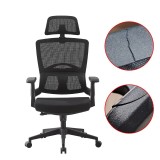 Cumpara ieftin Scaun ergonomic de birou, suport lombar integrat, reglare inaltime, tetiera reglabila, pivotant, mesh negru, RESIGILAT