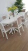 Set Masa Extensibila 160-280 cm + 6 Scaune Tapitate Albe, Lemn Fag, Living/Dining