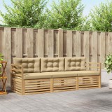 vidaXL Set de canapele de exterior cu pernă 3 pcs Alb și Bej Poliester 3389948