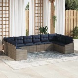 vidaXL Set de canapele pentru grădină 10 pcs Gri și albastru marin 3355574