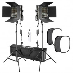 Panou 2x Bi-Color 660 LED + kit Softbox + accesorii Neewer foto