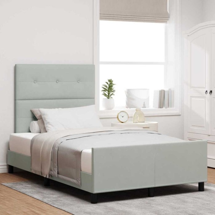 vidaXL Cadru de pat cu headboard Gri deschis 120 x 190 cm Catifea 3344927