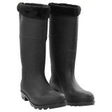 Cizme de ploaie cu sosete detasabile, negru, marime 45, PVC
