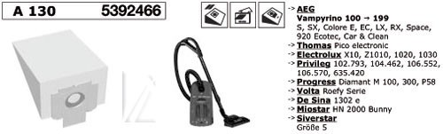 A130 SACI DE ASPIRATOR, 6 BUC 000139-K pentru aspirator FILTERCLEAN