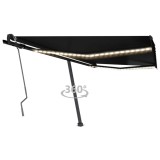 Cumpara ieftin Copertină retractabilă manual cu LED, antracit, 450x350 cm