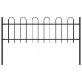 vidaXL Gard de grădină cu v&acirc;rf curbat, negru, 1,8 m, oțel